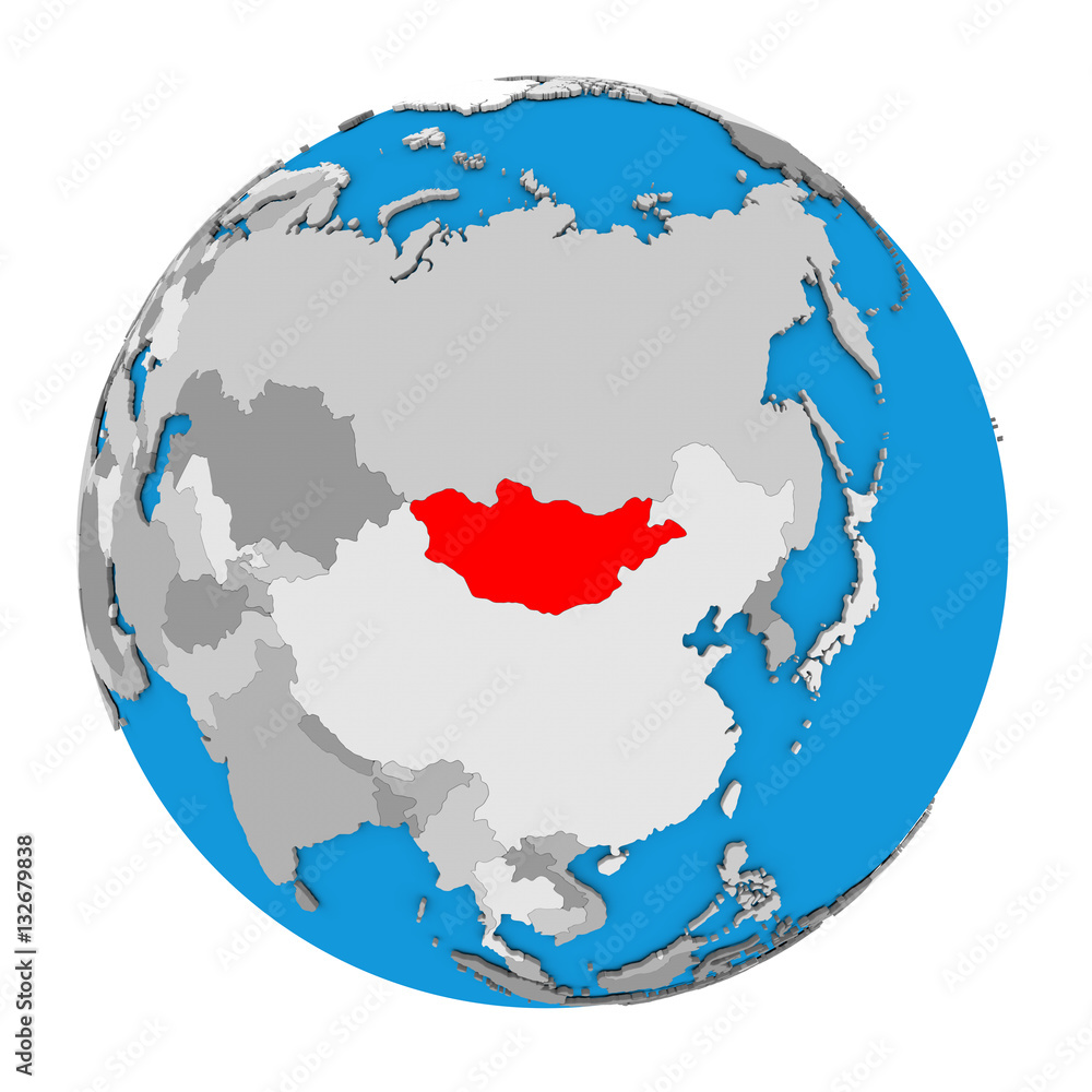 Mongolia on globe