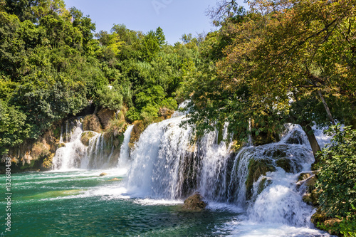 Fototapeta Naklejka Na Ścianę i Meble -  Croatia. Waterfall of Plitvice lake. Travel background.