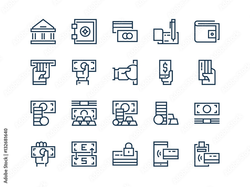Money. Set of outline vector icons Money. Set of outline vector icons