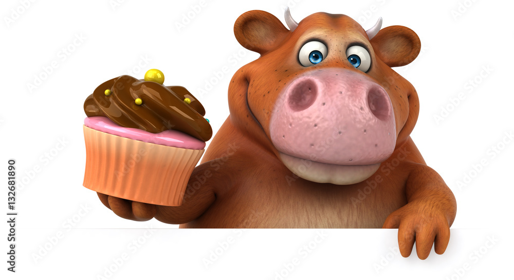 Naklejka premium Fun cow - 3D Illustration