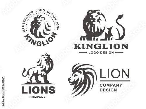 Lion logo set - vector illustration, emblem design