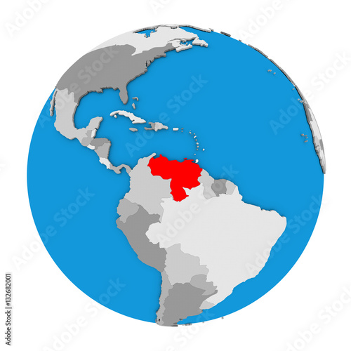 Venezuela on globe