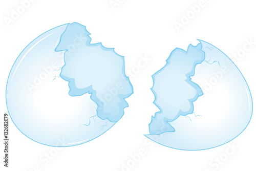 White broken eggshell from a chicken egg