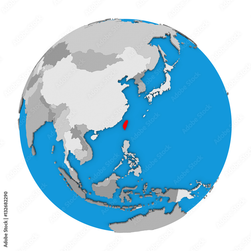 Naklejka premium Taiwan on globe