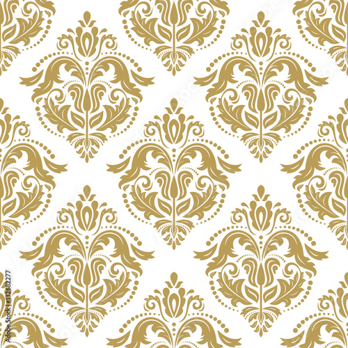 Seamless oriental pattern in the style of baroque. Traditional classic golden ornament