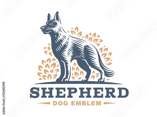 Shepherd dog logo - vector illustration