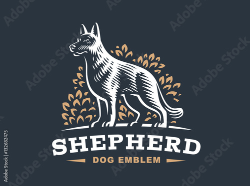 Shepherd dog logo - vector illustration