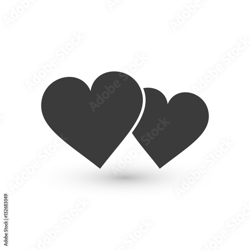 Two hearts icon, vector isolated love smbol.