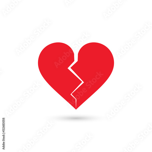 Broken heart icon, vector isolated love sign.