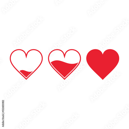 Different heart rating level illustration, vector set