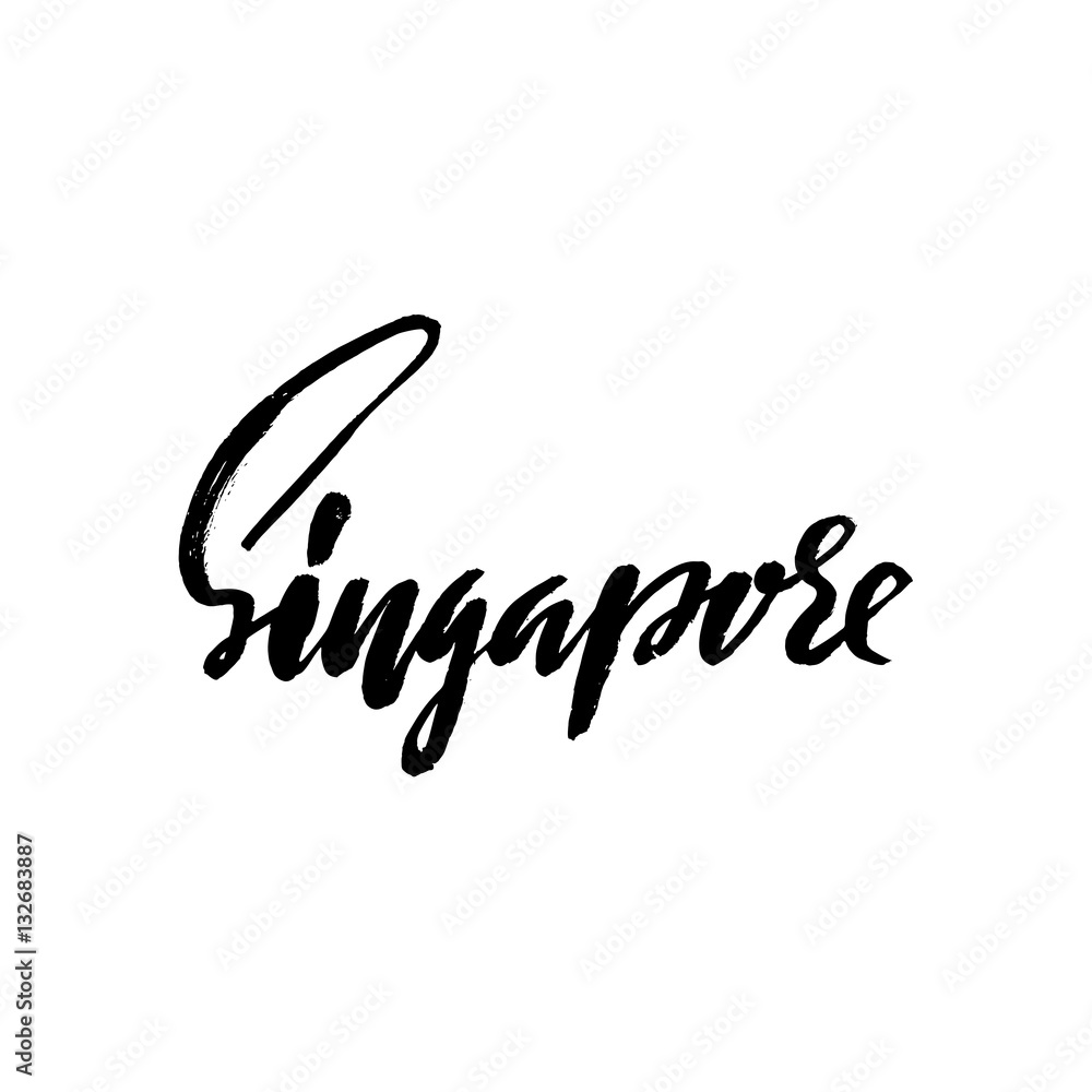 Greetings from Singapore. Greeting card with typography, lettering design. Hand drawn dry brush calligraphy, text for travel card, postcard, poster. Vector illustration. Greetings from Singapore. Greeting card with typography, lettering design. Hand drawn dry brush calligraphy, text for travel card, postcard, poster. Vector illustration.