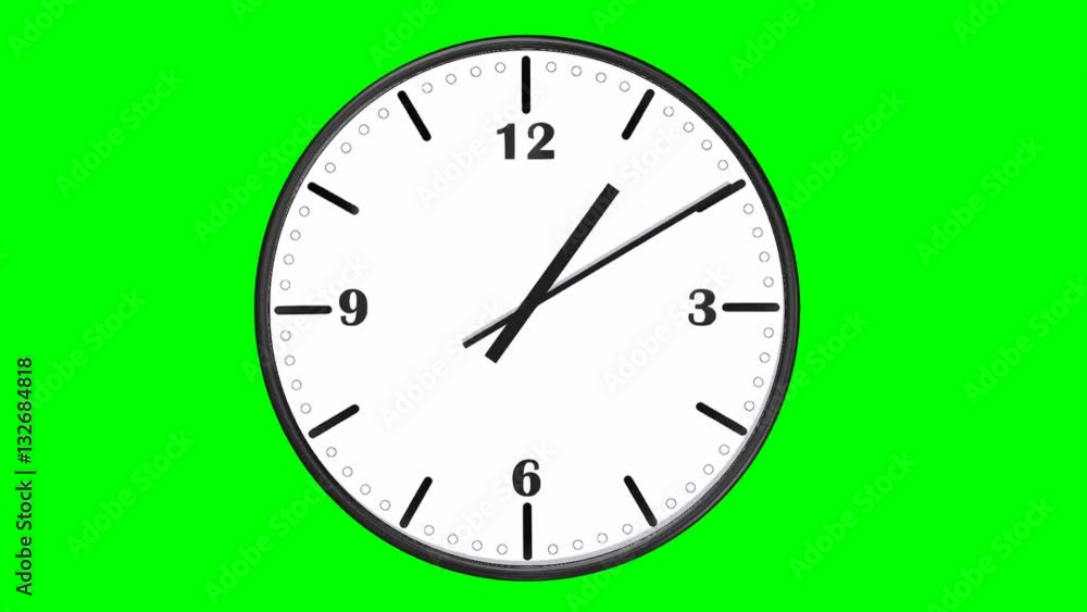 Clock Time laps 1 hour - from 1 to 2 in 30 seconds - loopable green screen Clock Time laps 1 hour - from 1 to 2 in 30 seconds - loopable green screen
