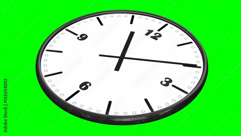 Clock Time laps 1 hour - from 11 to 12 in 30 seconds - loopable green screen Clock Time laps 1 hour - from 11 to 12 in 30 seconds - loopable green screen