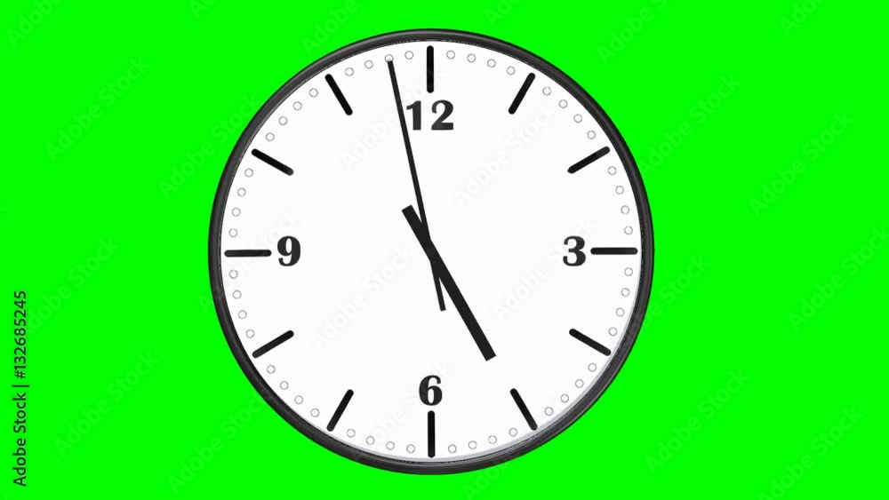 Clock Time laps 12 hours in 30 seconds loopable green screen