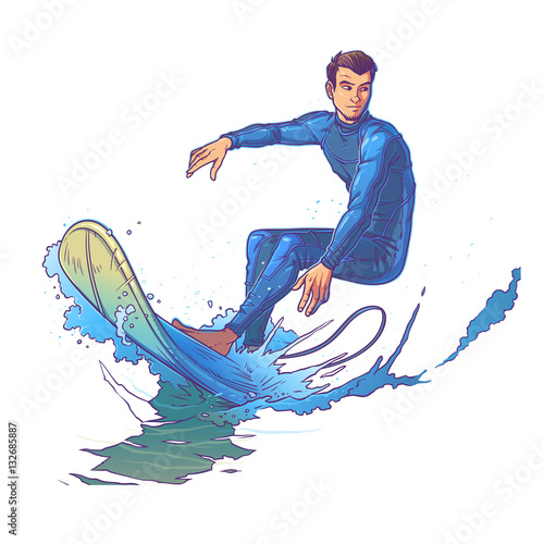 Vector illustration of a surfer