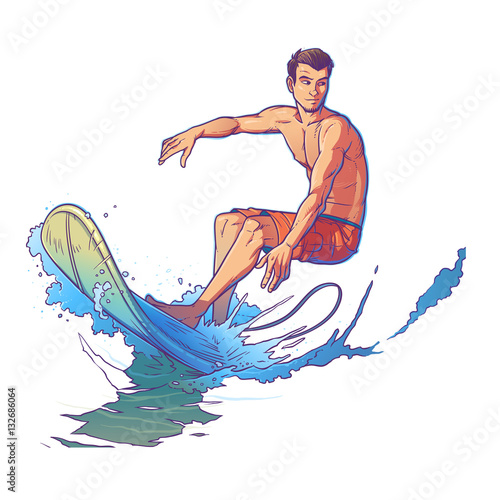 Vector illustration of a surfer
