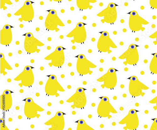 Seamless ornamental pattern with birds. Cute print with bird in scandinavian style.
