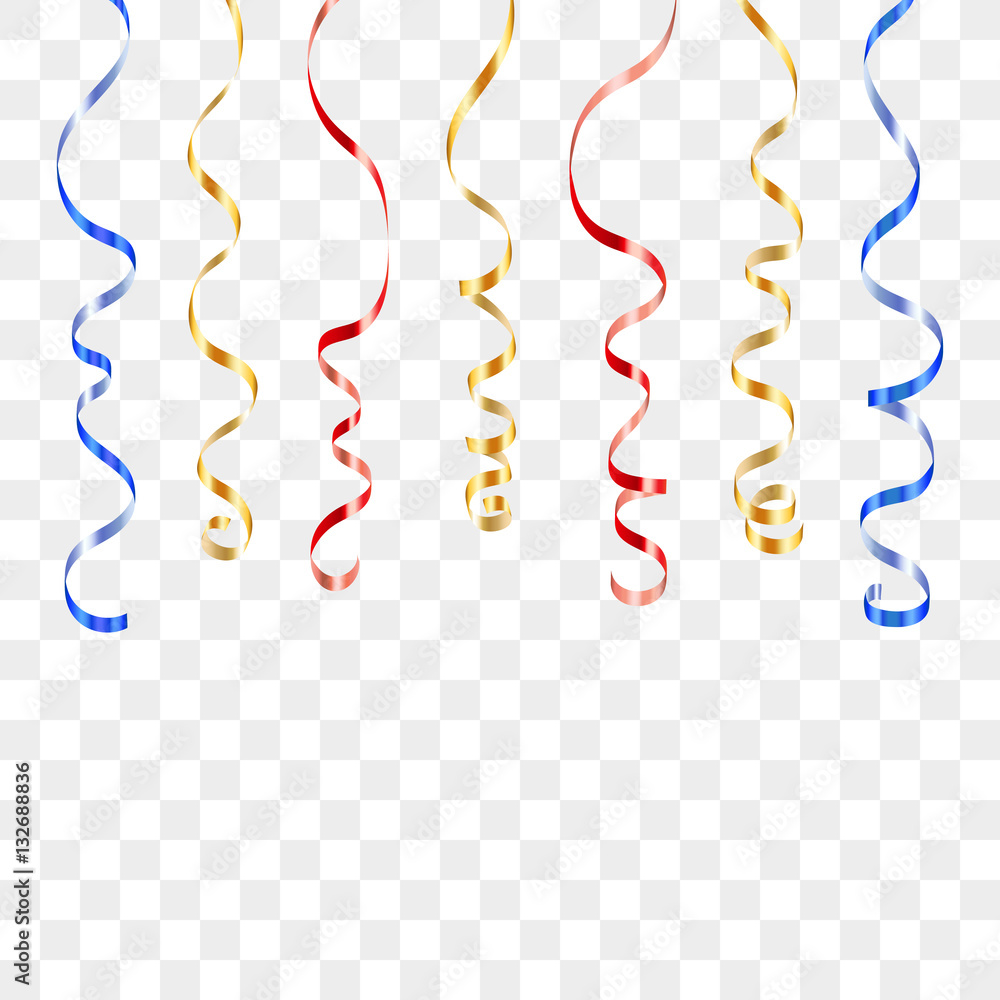 Gold Streamers On White Background Stock Photo, Royalty-Free