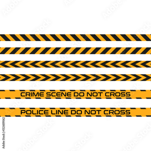 Vector set of seamless tapes, Police Line do not cross. For restriction and dangerous zones, construction site, crime scene, set