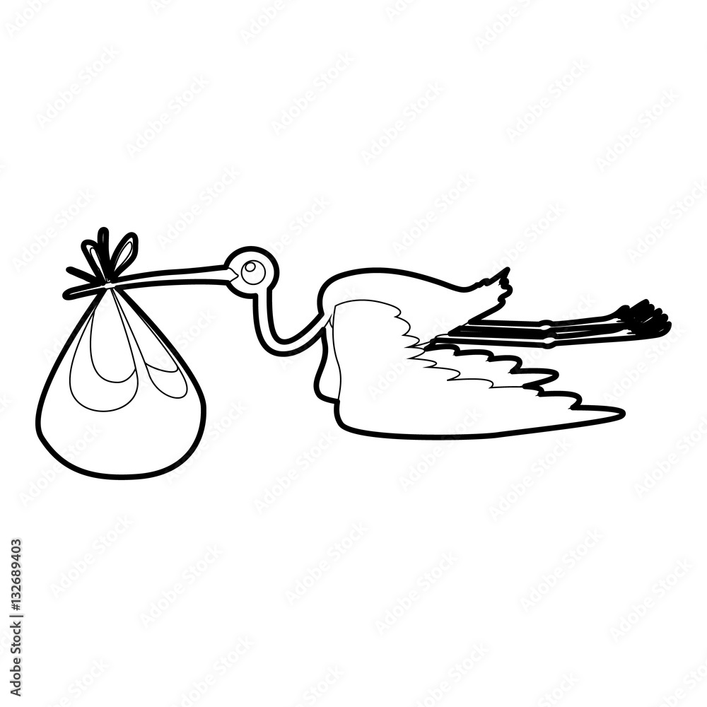 Obraz premium Stork with baby icon, isometric 3d style