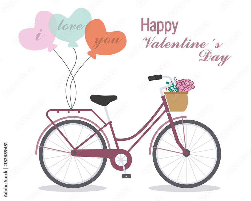 Great card for Valentine's Day. Cute bike with hearts.