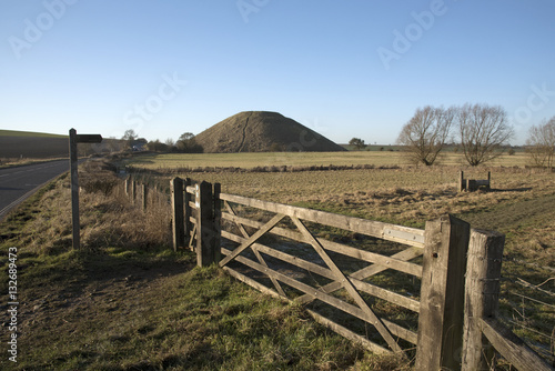 The prehistoric Silbury Hill near Avebury in Wiltshire England UK