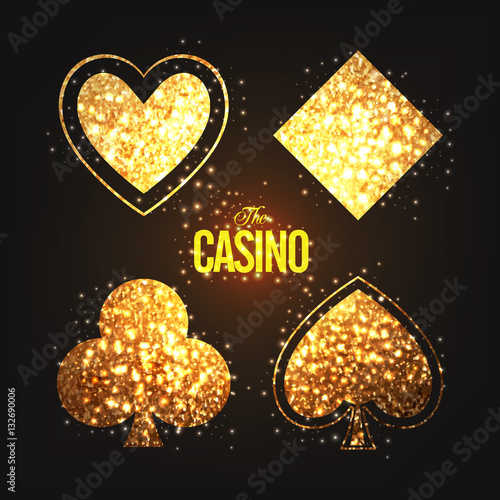 Golden Playing Cards symbols for Casino.