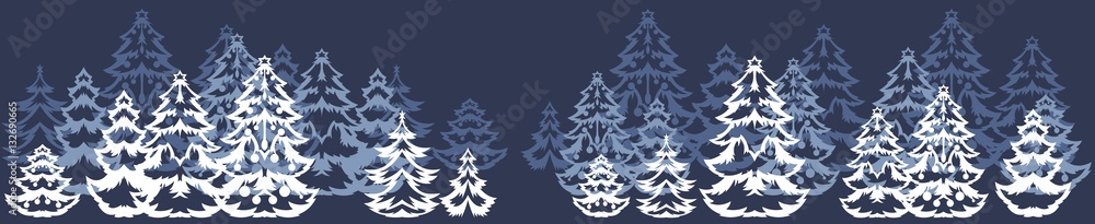 Background with stylized Christmas trees