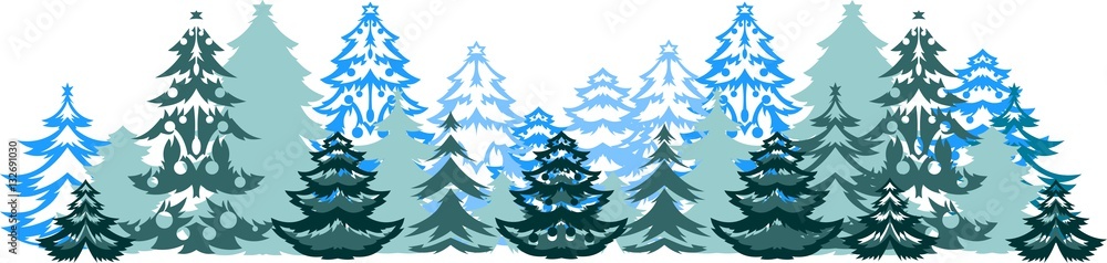 Background with stylized Christmas trees 