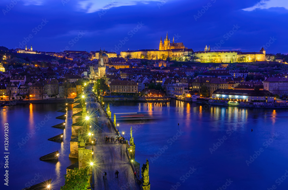 View of Charles Bridge, Prague Castle and Vltava river in Prague. Czech Republic View of Charles Bridge, Prague Castle and Vltava river in Prague. Czech Republic