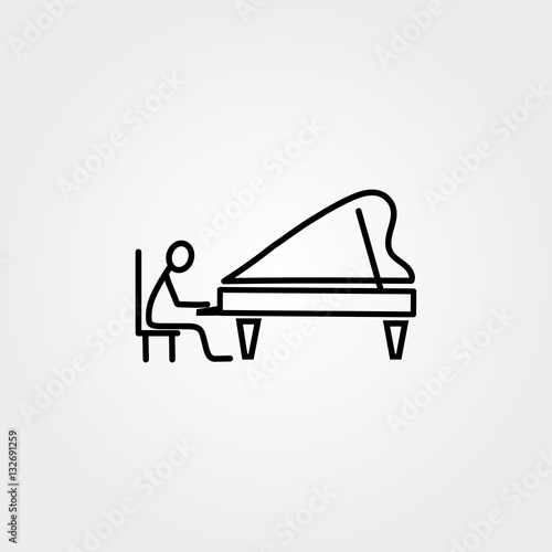 Cartoon icons set of sketch stick musician figure in cute miniature scenes.