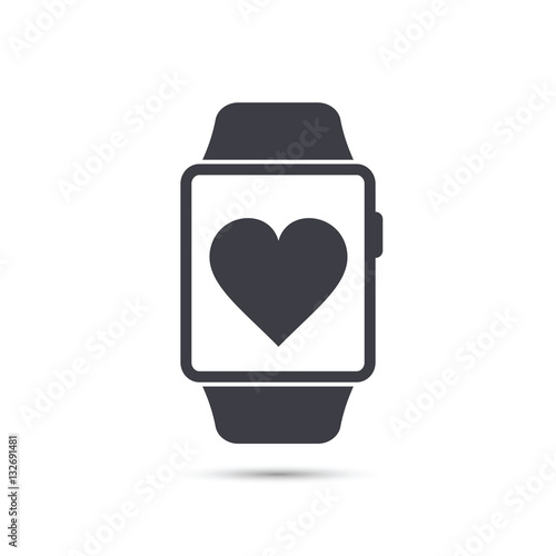 Smart watch icon with heart symbol. Vector.
