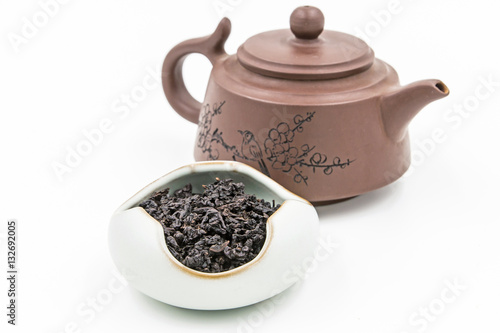 Chinese Oolong Dark Red tea (Black Tie Guan Yin) with small pot