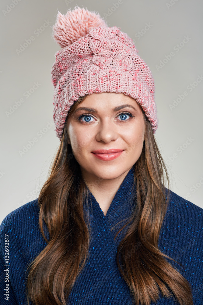 Face portrait of smiling girl with winter scarf. Face portrait of smiling girl with winter scarf.