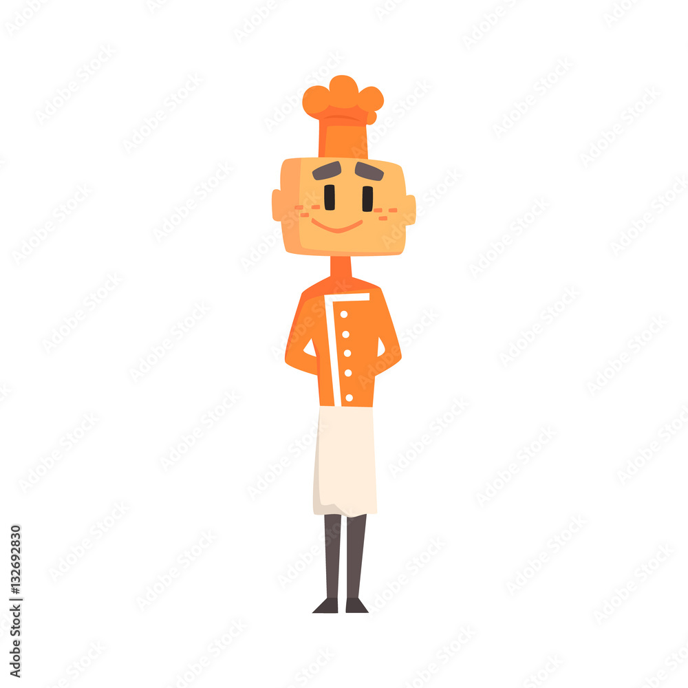 Professional Cook In Classic Double Breasted Orange Jacket And Toque Standing Smiling