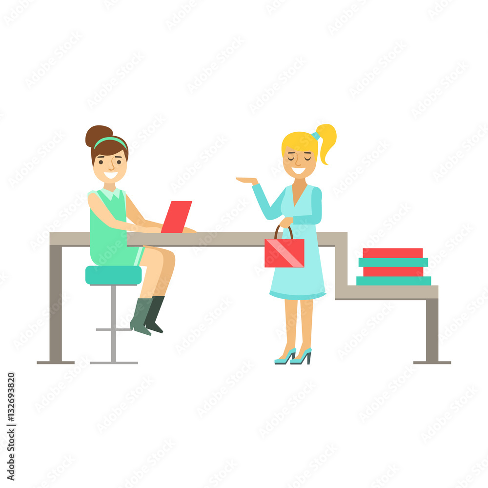 Girls Colleagues Chatting At Work, Coworking In Informal Atmosphere In Modern Design Office Infographic Illustration Girls Colleagues Chatting At Work, Coworking In Informal Atmosphere In Modern Design Office Infographic Illustration