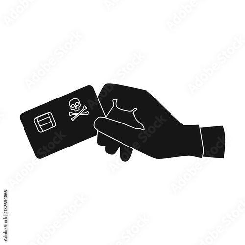 Credit card fraud icon in black style isolated on white background. Hackers and hacking symbol stock vector illustration.