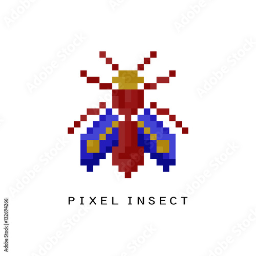 Pixel fly insect vector illustration