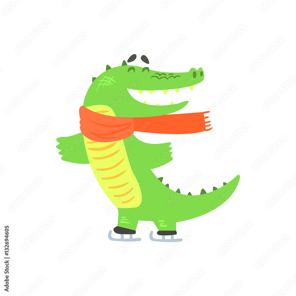 Crocodile Ice Skating, Humanized Green Reptile Animal Character Every Day  Activity Stock-Vektorgrafik | Adobe Stock