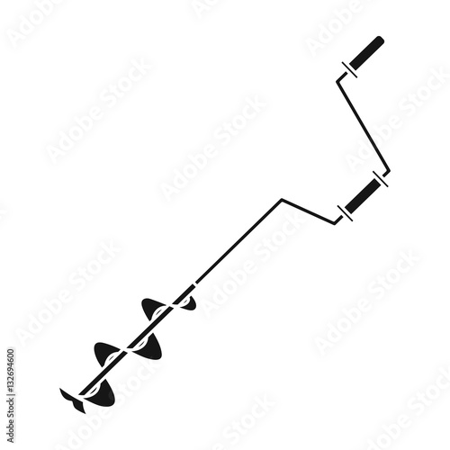 Fishing ice screw icon in black style isolated on white background. Fishing symbol stock vector illustration.