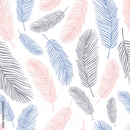 Seamless pattern with exotic feathers.