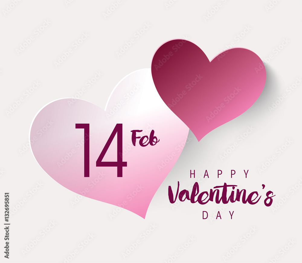 Valentine's day with cut paper heart. Vector illustration
