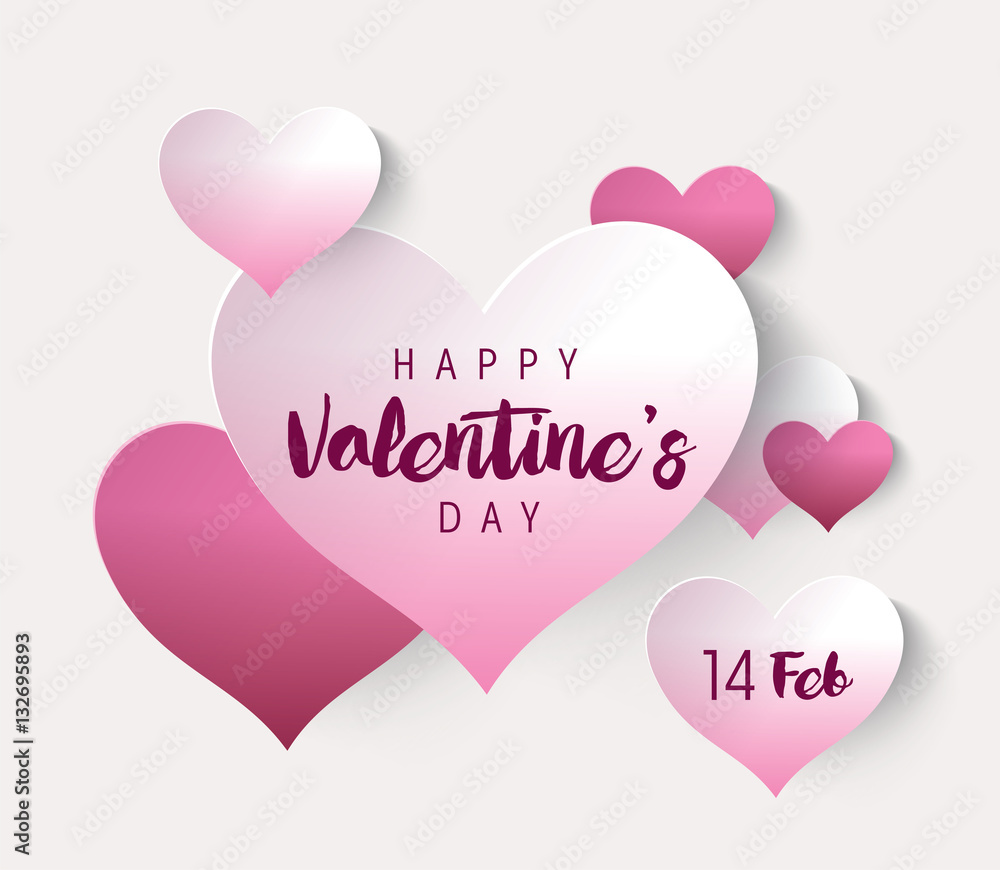 Valentine's day with cut paper heart. Vector illustration