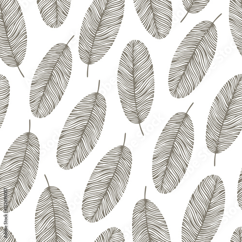 Vintage seamless pattern with hand drawn leaves.