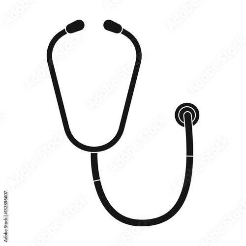 Stethoscope icon in black style isolated on white background. Veterinary clinic symbol stock vector illustration.