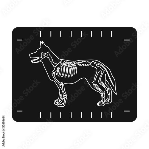 Dog x-ray icon in black style isolated on white background. Veterinary clinic symbol stock vector illustration.