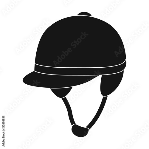 Jockey's helmet icon in black style isolated on white background. Hippodrome and horse symbol stock vector illustration.