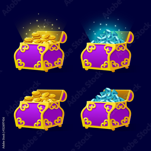 Purple Chest set for game interface