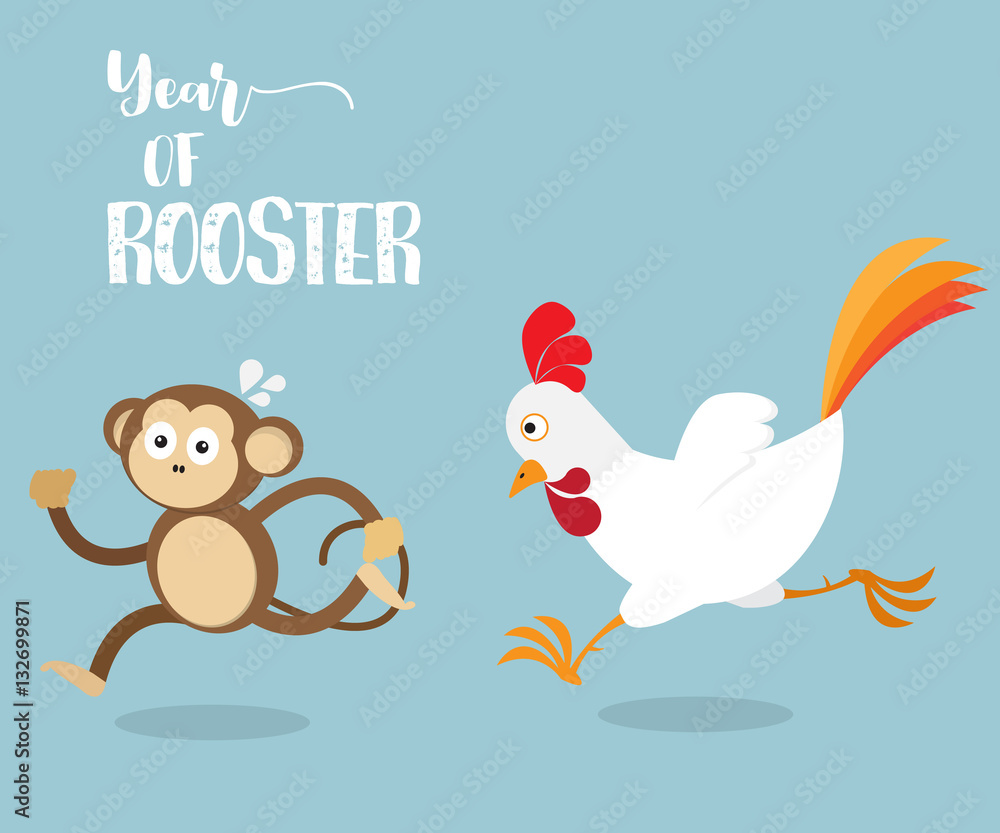 Rooster Running with Monkey Rooster Running with Monkey