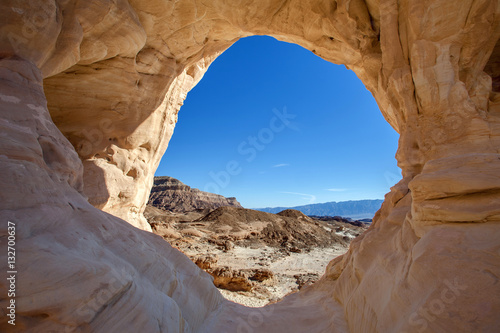 Принти на полотні Timna park - The big arch with Desert landscape view